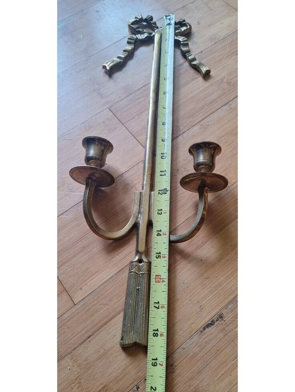 Two Brass Sconces Tapered Candle Holder 19